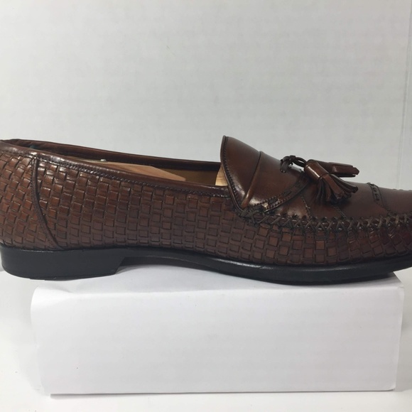 MEZLAN Mens Coral  Woven Leather Tassel Loafers